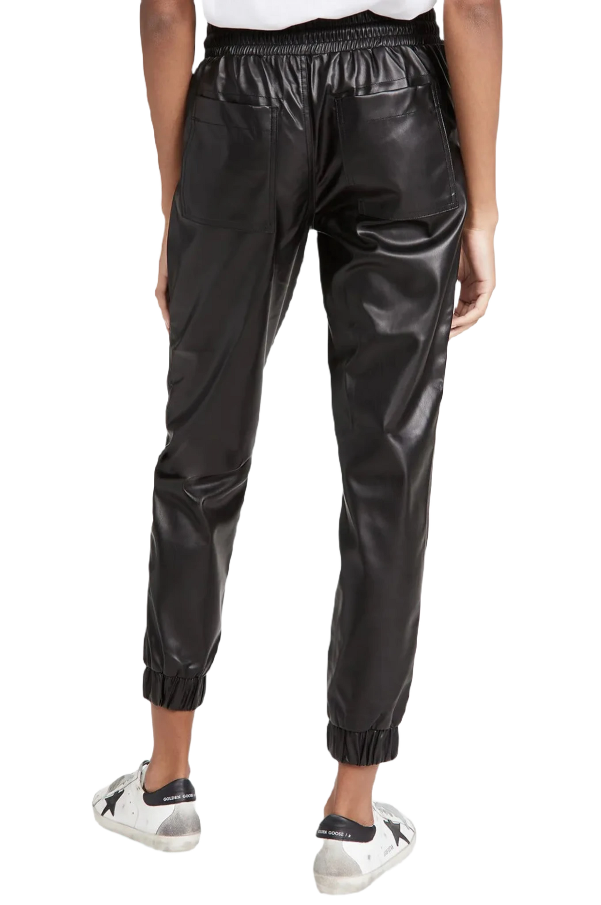 Drawstring Faux Leather Joggers