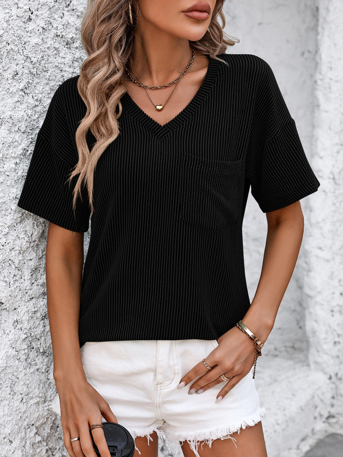 V-Neck Striped T-Shirt