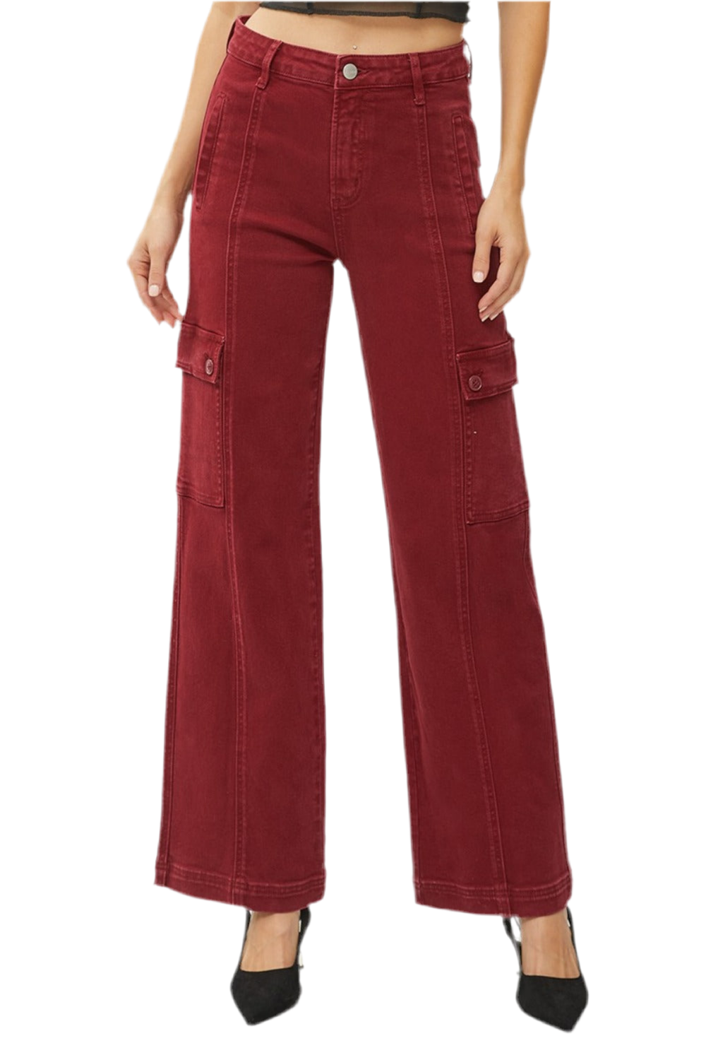 RISEN High Rise Wide Leg Cargo Jeans