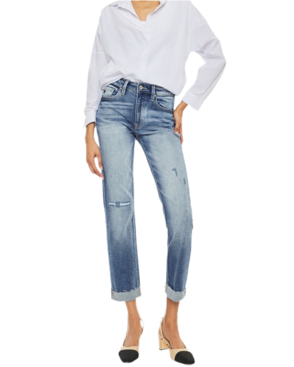 Kancan High Rise Cuffed Straight Jeans