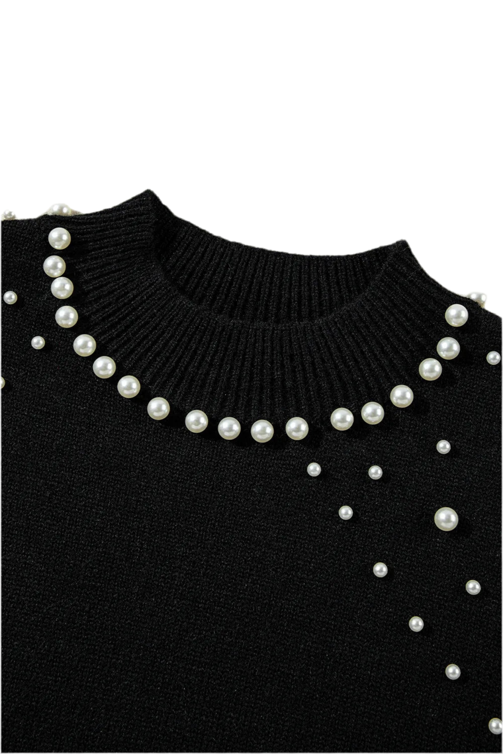 Pearl Detail Mock Neck Sweater