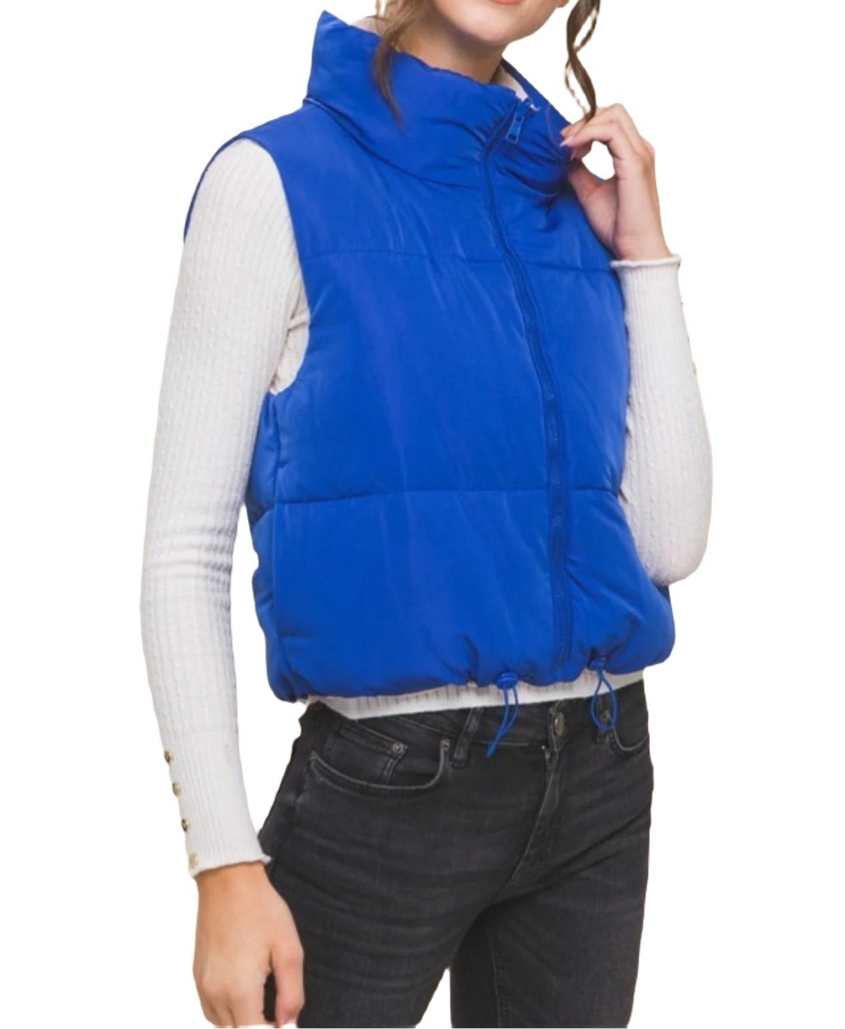 Cropped Reversible Vest- Azure