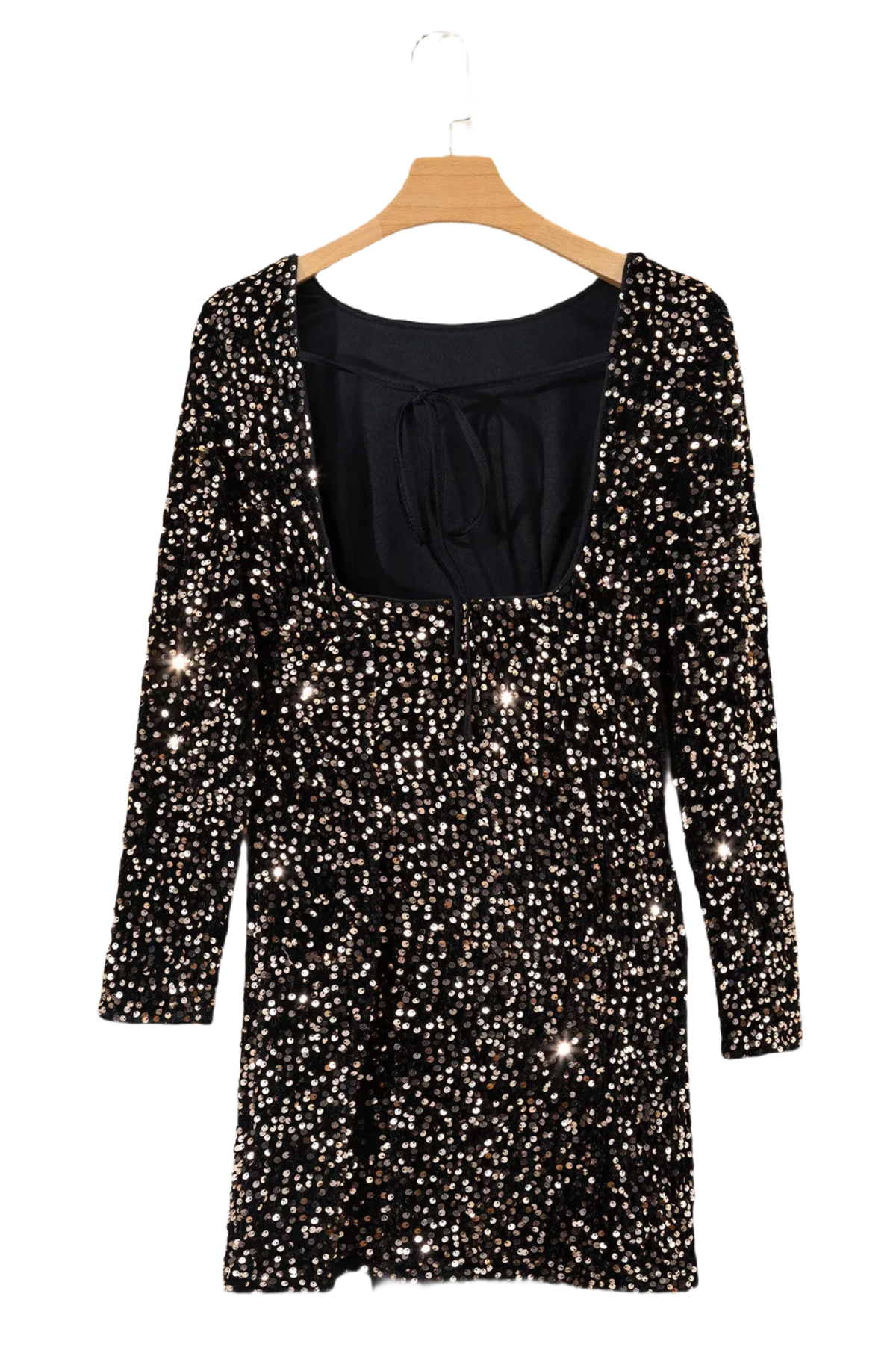 Backless Sequin Long Sleeve Dress