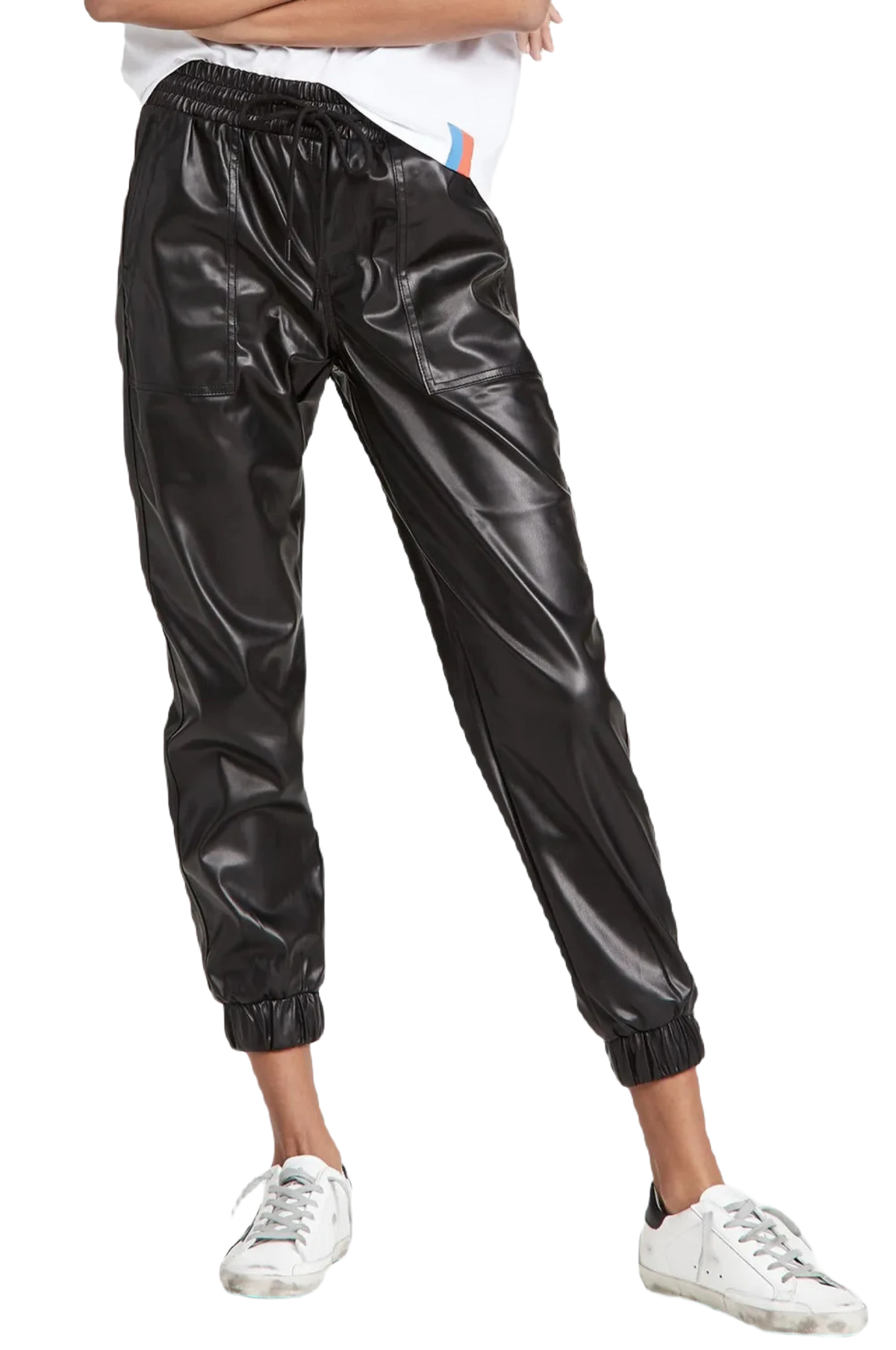 Drawstring Faux Leather Joggers