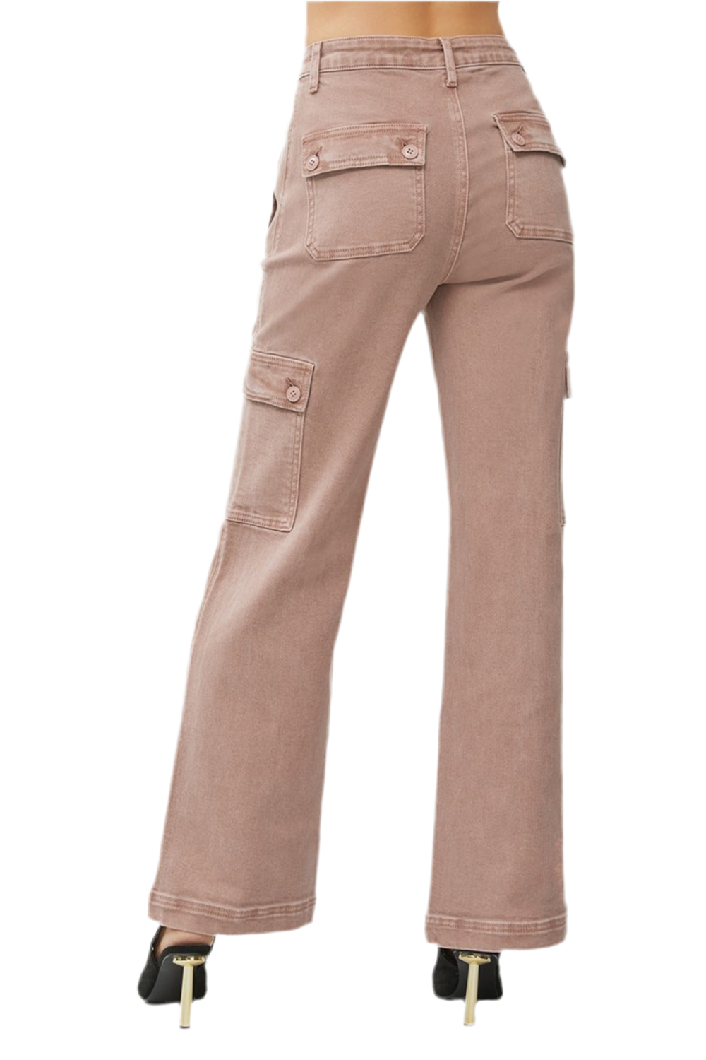 RISEN High Rise Wide Leg Cargo Jeans