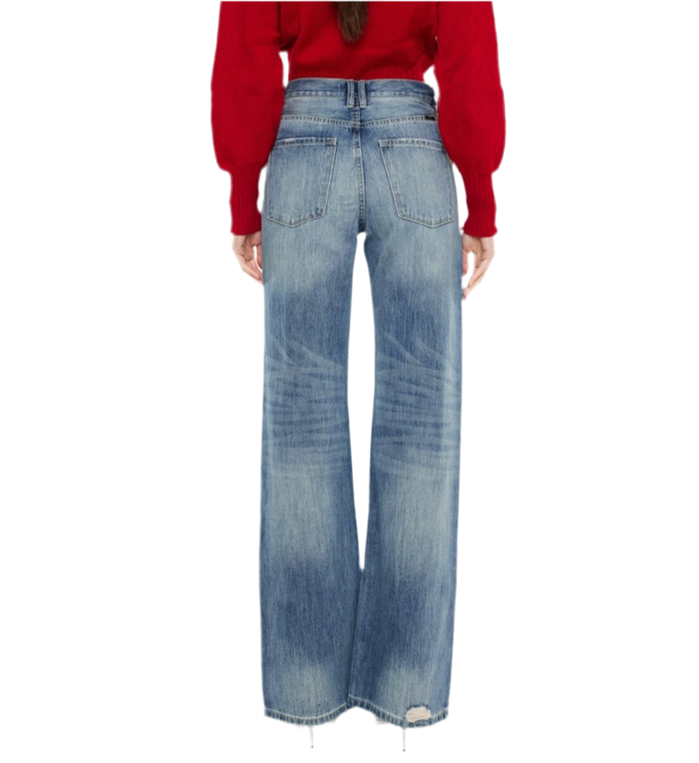 Kancan Distressed High Waist Bootcut Jeans