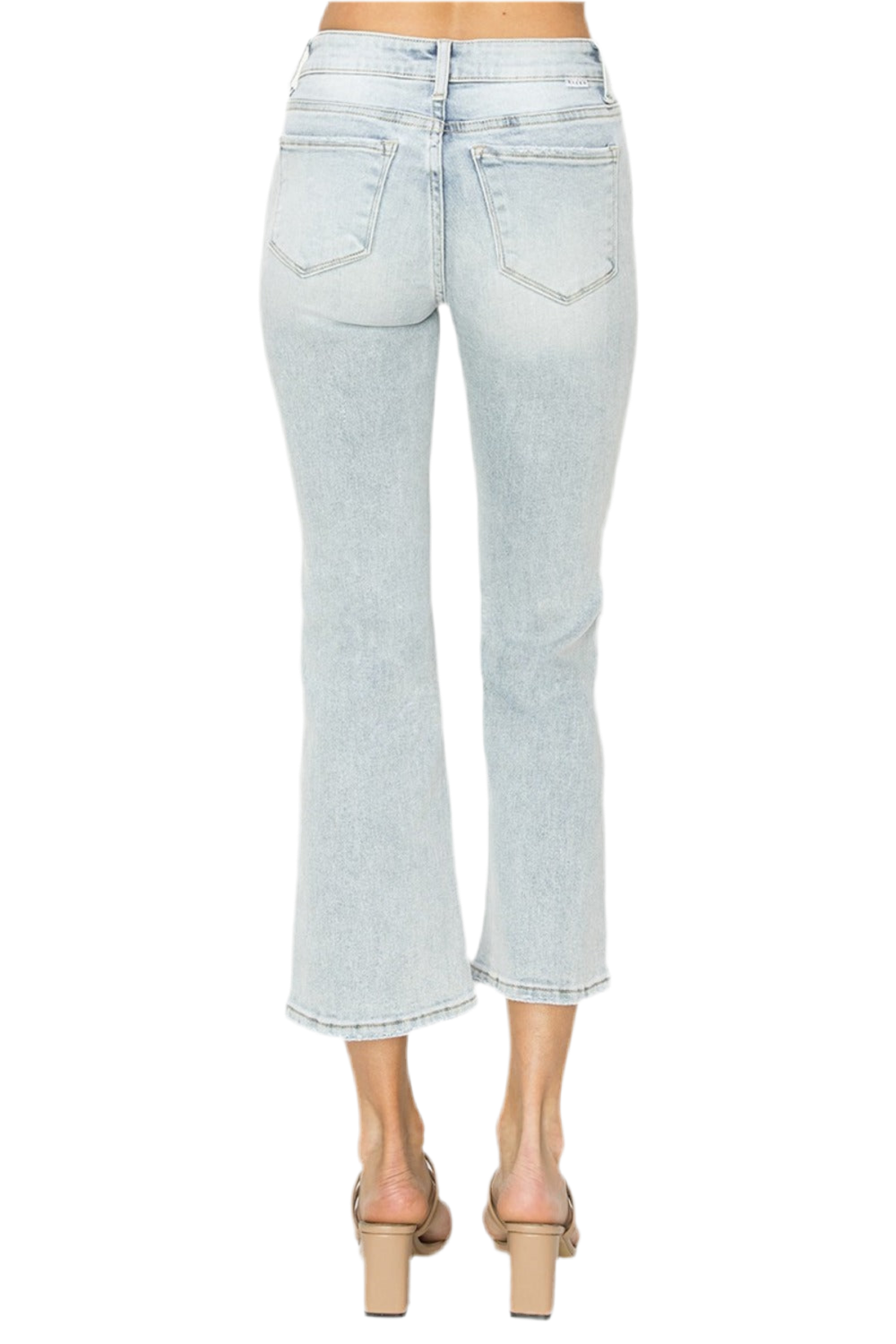 RISEN Mid Rise Cropped Flare Jeans