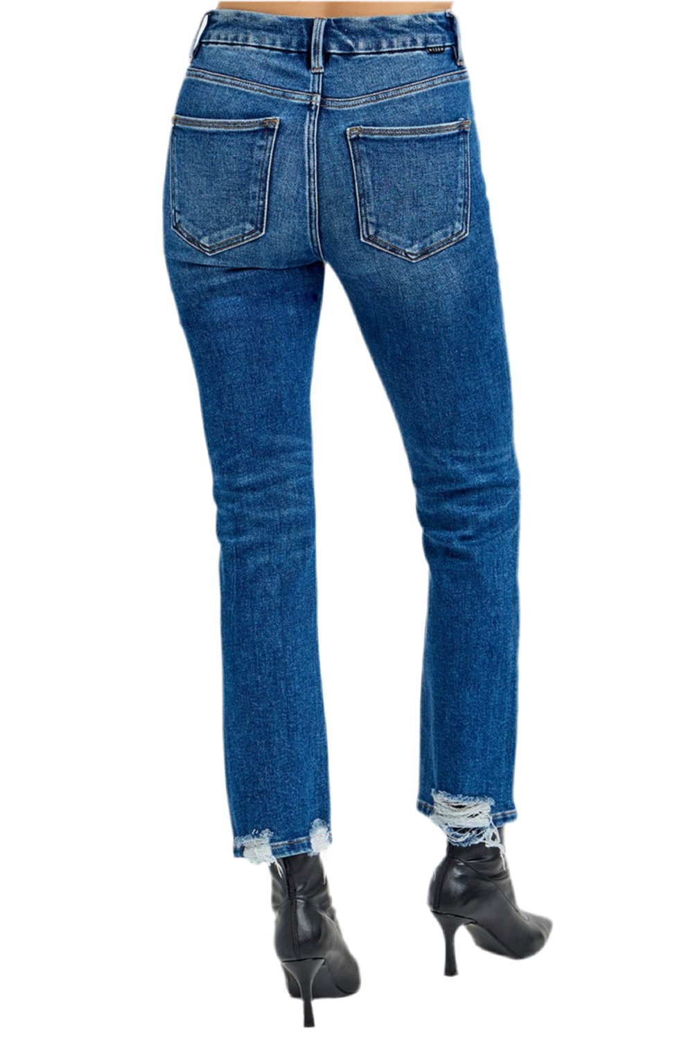 RISEN High Rise Distressed Crop Straight Jeans