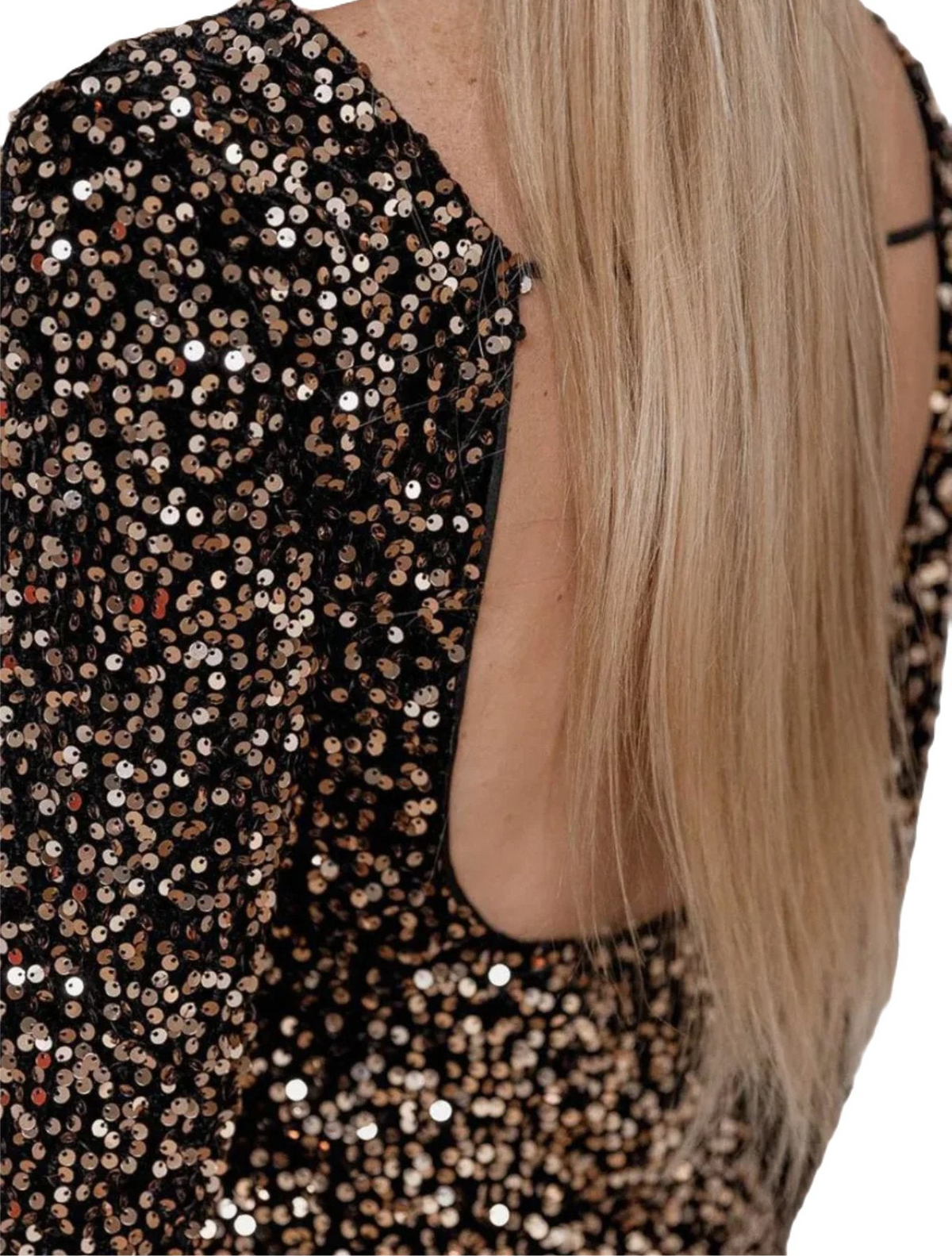 Backless Sequin Long Sleeve Dress