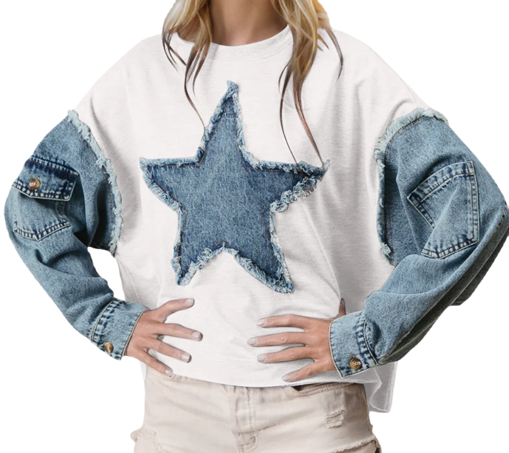 Raw Edge Star Contrast Sweatshirt