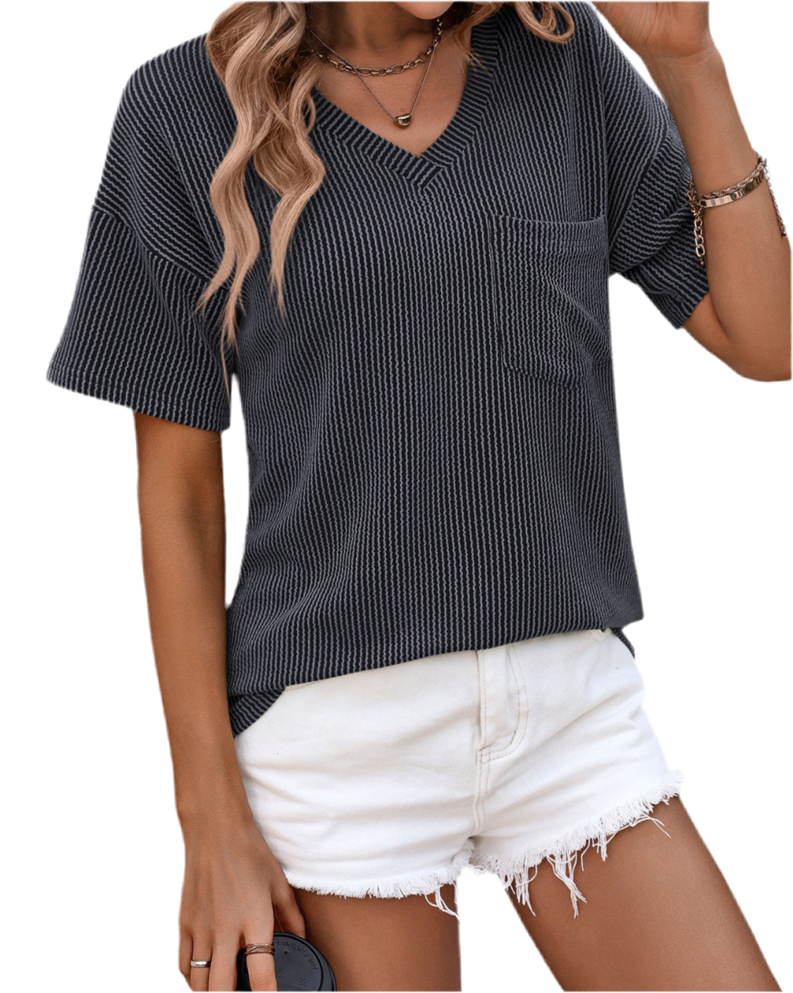 V-Neck Striped T-Shirt