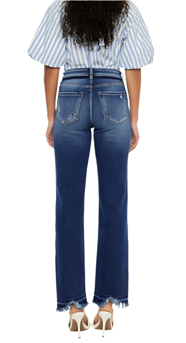 Kancan High Rise Distressed Slim Straight Jeans