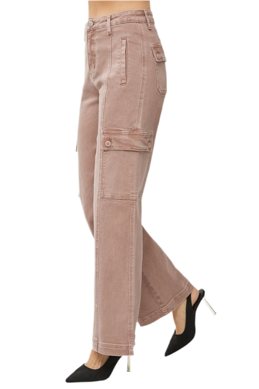 RISEN High Rise Wide Leg Cargo Jeans