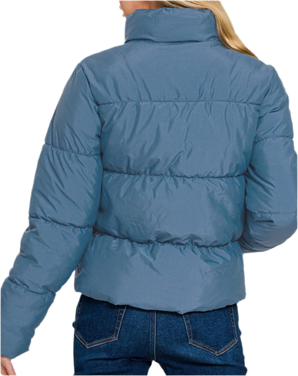 Zenana Zip Up Turtleneck Puffer Jacket with Pockets