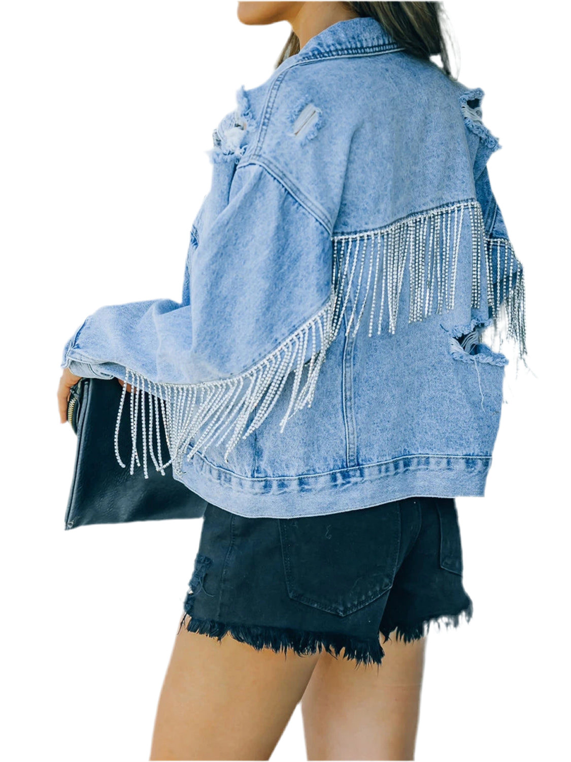 Distressed Fringe Denim Jacket