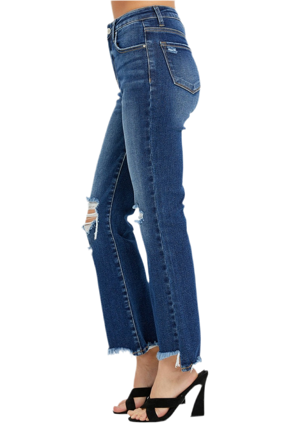 RISEN High Rise Distressed Crop Flare Jeans