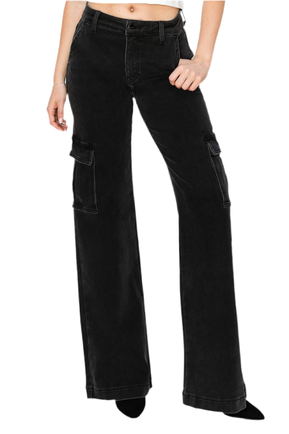 Risen High Rise Wide Leg Cargo Jeans