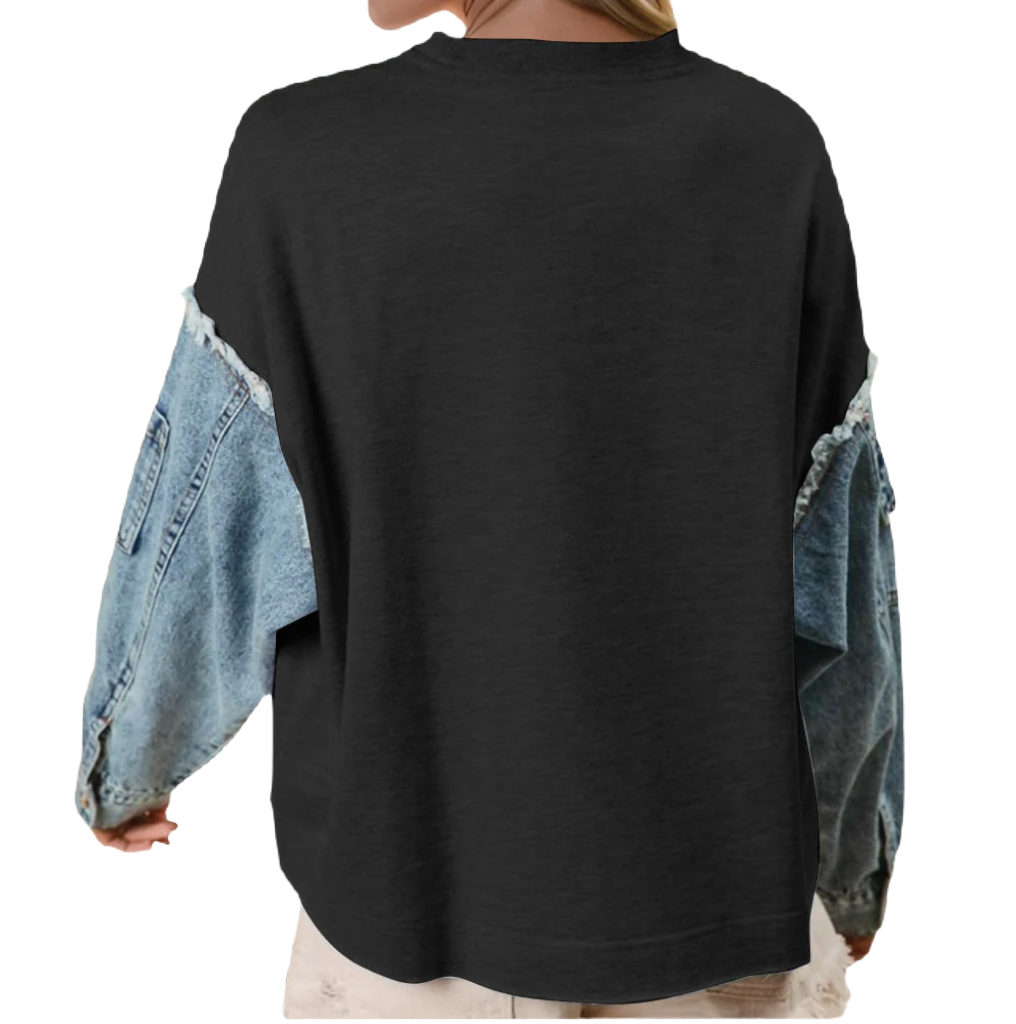 Raw Edge Star Contrast Sweatshirt