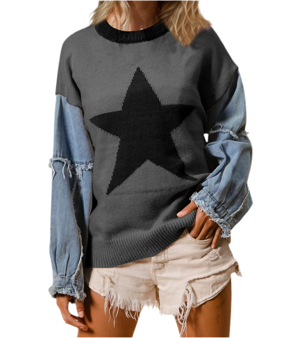 Star Raw Edge Sweater