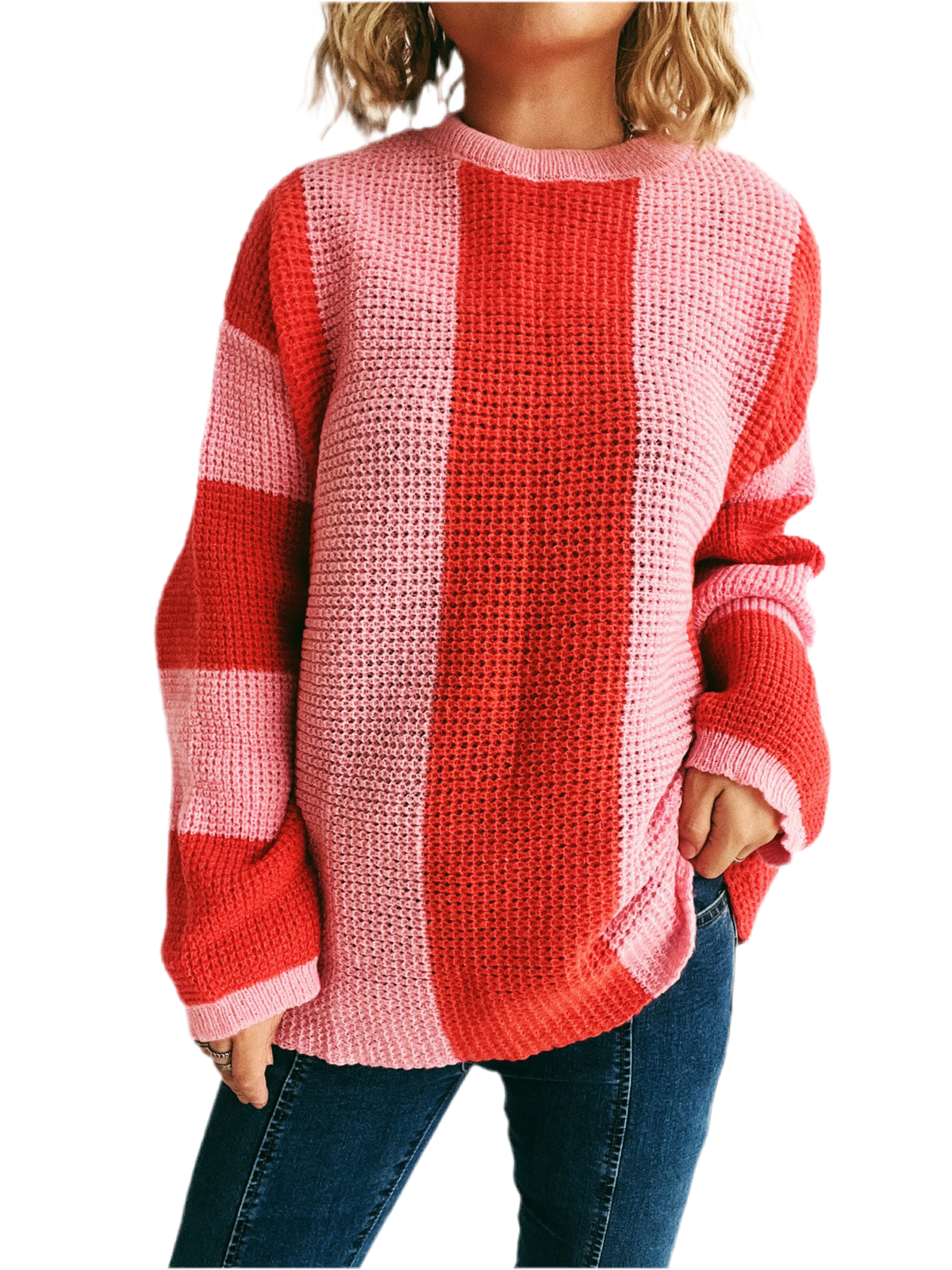 Color Block Vertical Striped Sweater