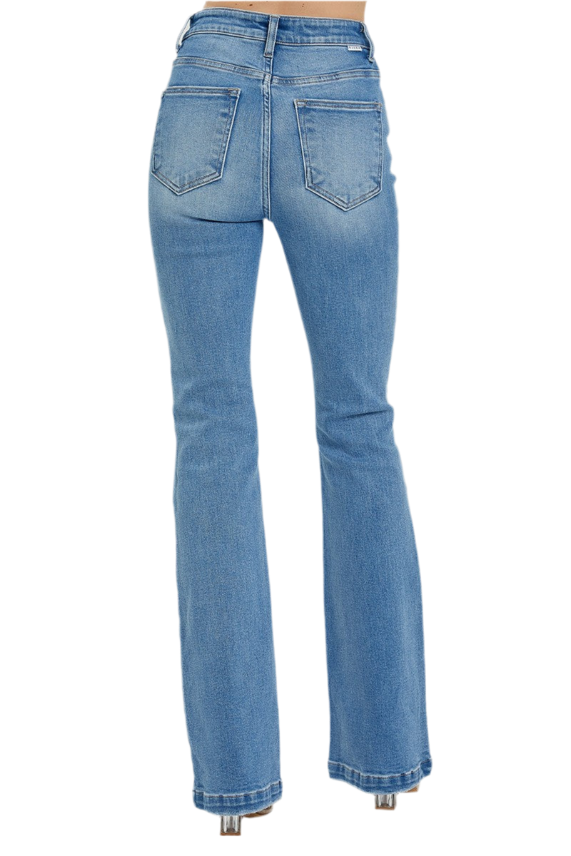 RISEN High Rise Button Fly Bootcut Jeans