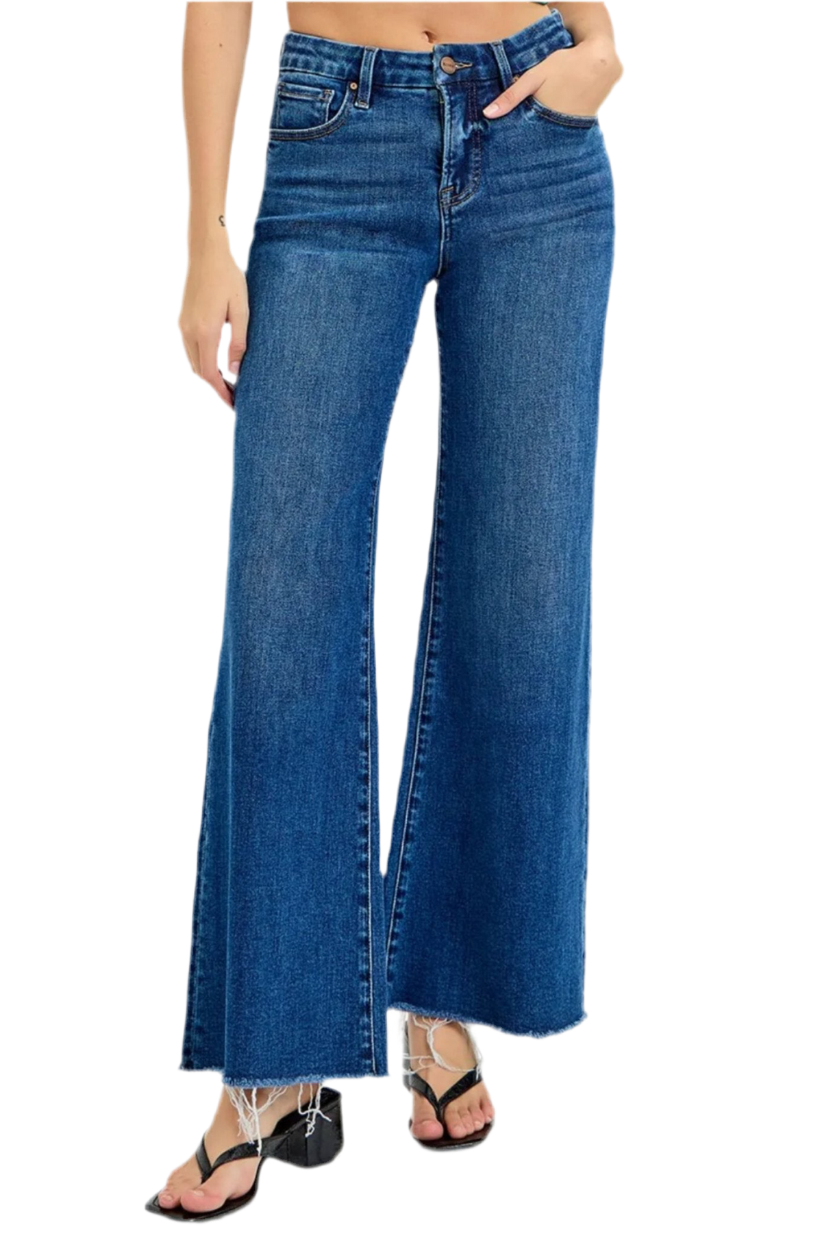 RISEN Tummy Control High Rise Wide Leg Jeans