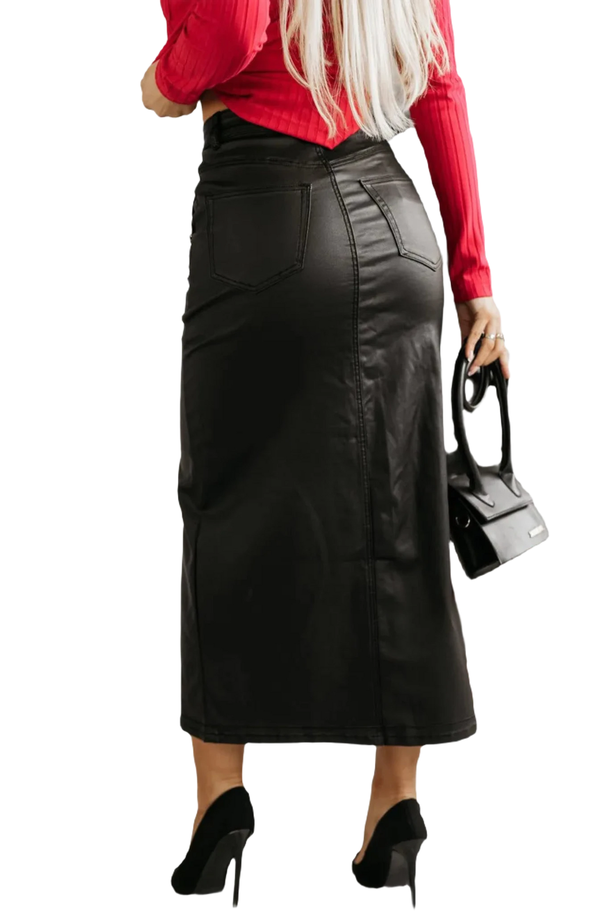 Faux Leather Midi Skirt